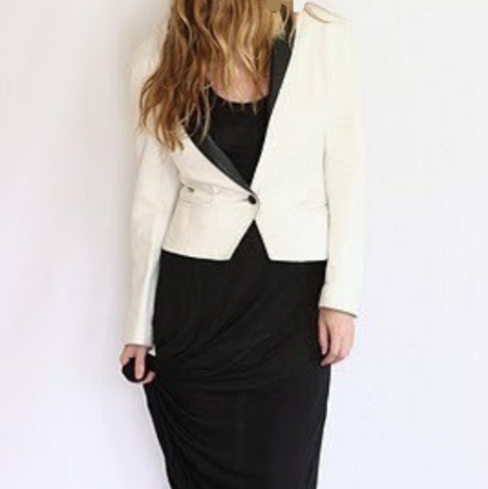 Vintage black and white cropped tuxedo blazer